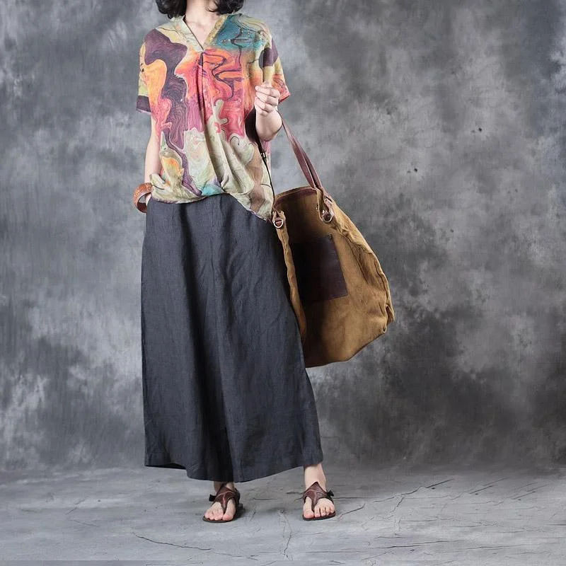 Nude Casual Chiffon Blouse Oversize Stylish Tops V Neck T Shirt