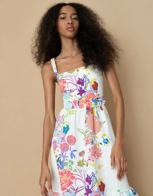 Dani Cotton Midi Dress - Jardin White - SALE