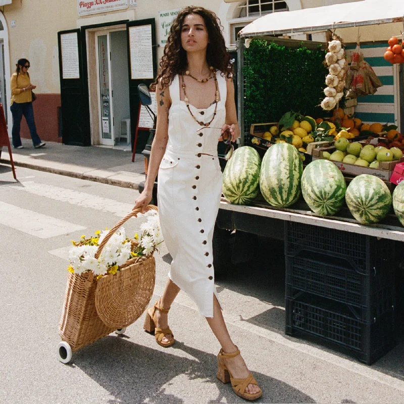 Eve Denim Sweetheart Midi Dress