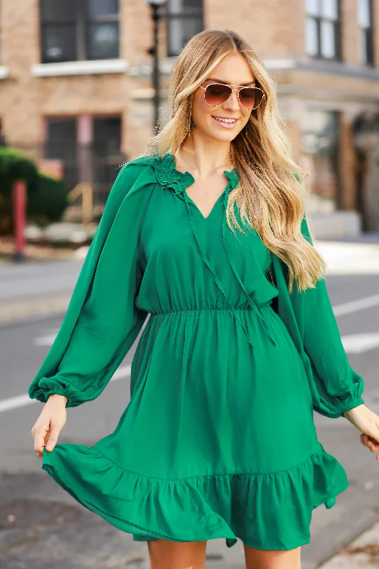 FINAL SALE - Limitless Radiance Kelly Green Mini Dress