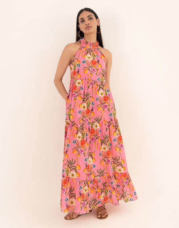 Pandora Voile Maxi Dress - Vila Floral Pink