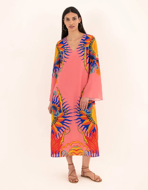 Phoenix Crepe Midi Dress - Sun Goddess Peach