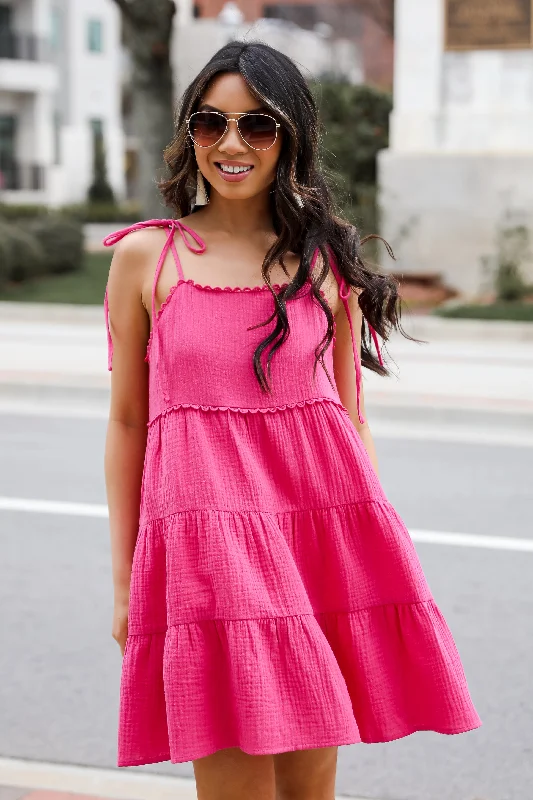 FINAL SALE - Precious Mindset Magenta Linen Tiered Mini Dress